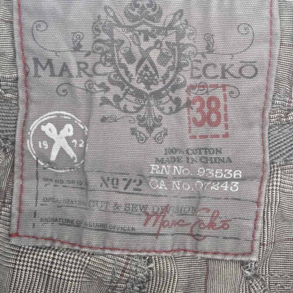 Marc‎ Ecko cut & Sew Mens 38 Gray Plaid Standard Fit Cotton Cargo Shorts - Picture 7 of 12